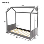 Lit cabane en velours Luxystar pour chambre d'enfant, gris