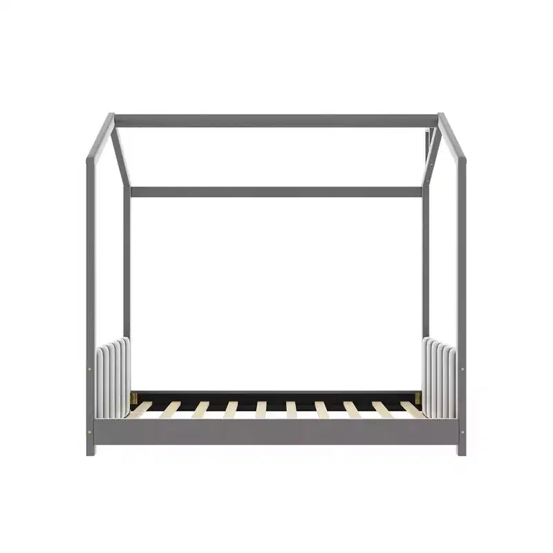 Lit cabane en velours Luxystar pour chambre d'enfant, gris