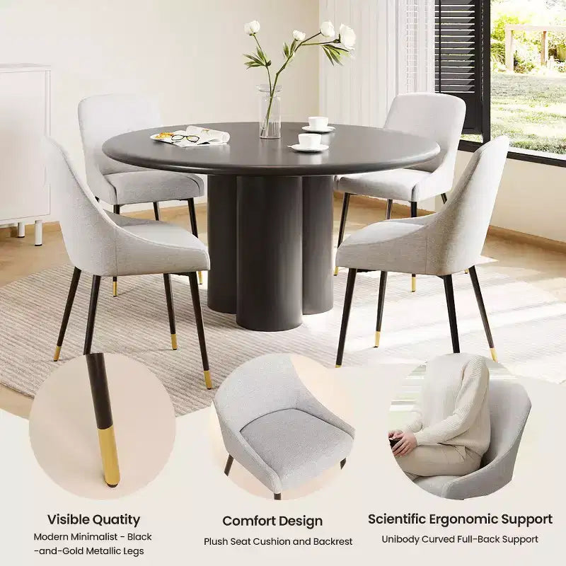 COLAMY Chaise de salle à manger moderne capitonnée Chaise d'appoint de cuisine avec pieds en métal pour la cuisine, la salle à manger ou le café