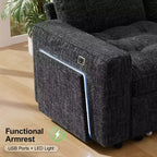 Canapé inclinable 7 places Dyonery, canapé modulable, table d'appoint avec rangement dissimulé, rechargeable