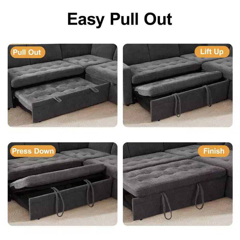 Canapé inclinable 7 places Dyonery, canapé modulable, table d'appoint avec rangement dissimulé, rechargeable