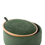 Polibi Pouf de rangement rond avec base cylindrique en bois massif et couvercle réversible