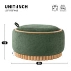Polibi Pouf de rangement rond avec base cylindrique en bois massif et couvercle réversible