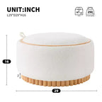 Polibi Pouf de rangement rond avec base cylindrique en bois massif et couvercle réversible