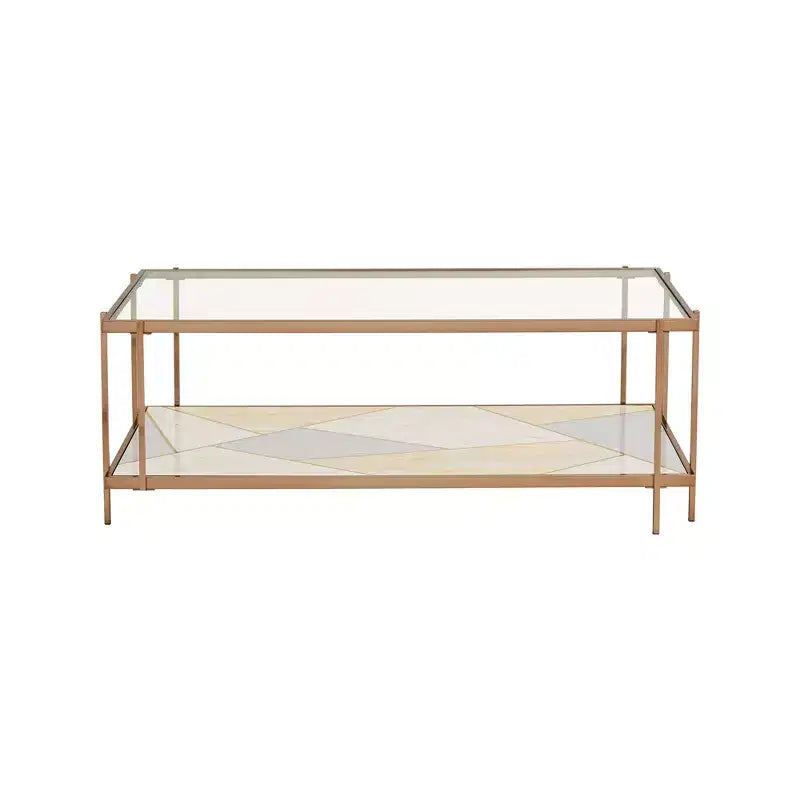 Strivers Marble Pattern Coffee Table - Champagne Gold - iNSPIRE Q