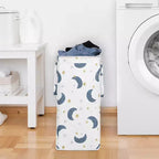 Sweet Jojo Designs - Panier à Linge Pliable avec Poignées pour Garçon, Fille, Unisexe/Neutre, Motif Ours Lune Bleu Or et Blanc