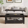 Height-adjustable coffee table - modular design with storage drawers and hidden shelves to save space, perfect for the living room, black.