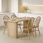 Table de salle à manger pour 6-8 personnes - Grande table de cuisine moderne de 62 pouces avec plateau large et pieds de piédestal robustes, table à dîner rectangulaire