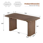 Table de salle à manger pour 6-8 personnes - Grande table de cuisine moderne de 62 pouces avec plateau large et pieds de piédestal robustes, table à dîner rectangulaire
