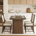 Table de salle à manger pour 6-8 personnes - Grande table de cuisine moderne de 62 pouces avec plateau large et pieds de piédestal robustes, table à dîner rectangulaire
