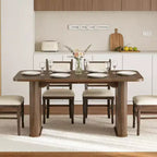 Table de salle à manger pour 6-8 personnes - Grande table de cuisine moderne de 62 pouces avec plateau large et pieds de piédestal robustes, table à dîner rectangulaire