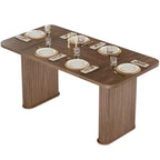 Table de salle à manger pour 6-8 personnes - Grande table de cuisine moderne de 62 pouces avec plateau large et pieds de piédestal robustes, table à dîner rectangulaire