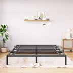 Cadre de lit double en métal - Plateforme robuste avec lattes en fer, capacité de 360 kg, pas besoin de sommier, rangement sous le lit