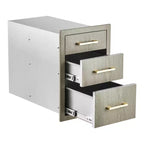 20 Heavy Duty Stainless Steel Triple Drawer Storage Cabinet for Outdoor Kitchen - Weather-Resistant, Flush Mount, with Handles New Magnolia Color