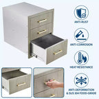 Armoire de rangement à triple tiroir en acier inoxydable robuste 20 po pour cuisine extérieure - Résistante aux intempéries, encastrable, avec poignées, nouvelle couleur Magnolia