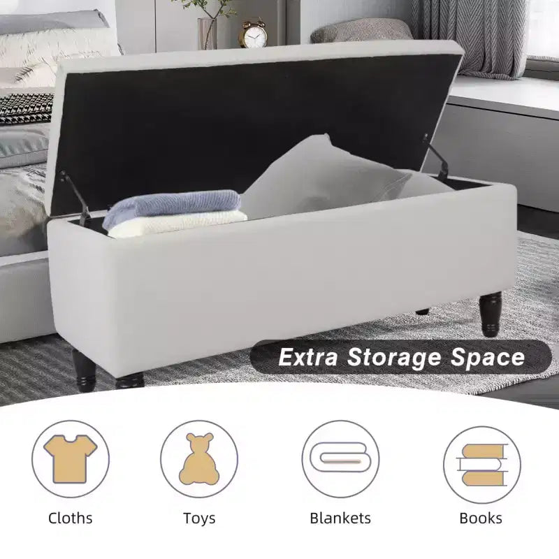 Banc Ottoman de Rangement en Velours Capitonnage Merax 47