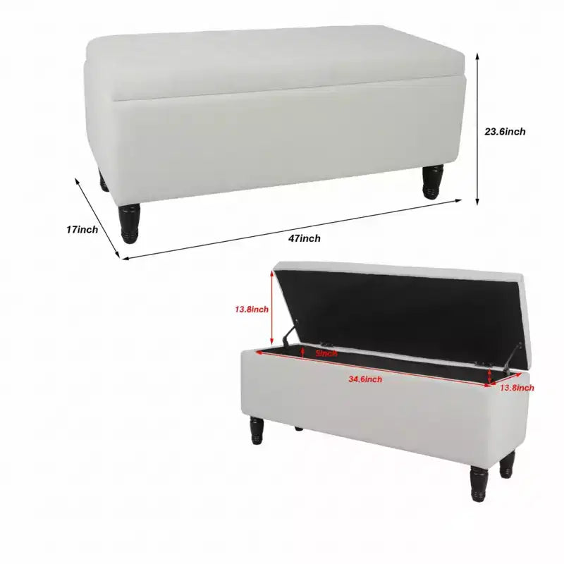 Banc Ottoman de Rangement en Velours Capitonnage Merax 47