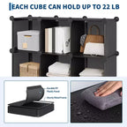 Lot de 12 Organiseurs de Rangement Modulaires, Unité d'Étagères Empilables en Plastique et Acier à 6 Cubes avec Kit de Sécurité Anti-Basculement, pour Placard, Chambre et Bureau Personnalisés