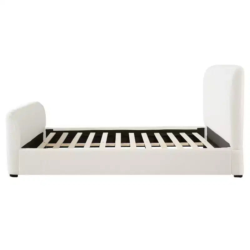 Lit plateforme Christopher Knight Home Lorian en tissu bouclé avec tête et pied de lit rembourrés