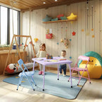 Ensemble table et chaises pour enfants FurnitureR, table pliante en métal 3 pièces avec 2 chaises, ensemble de table de jeu compact pour chambre d'enfant, salle de jeux, chambre à coucher, usage intérieur
