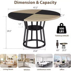 Table à manger ronde de 47 pouces pour 4 personnes, table de salle à manger circulaire de style ferme, meubles de cuisine et de salle à manger en bois peu encombrants, tables rondes