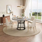Table à manger ronde de 47 pouces pour 4 personnes, table de salle à manger circulaire de style ferme, meubles de cuisine et de salle à manger en bois peu encombrants, tables rondes
