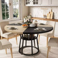 Table à manger ronde de 47 pouces pour 4 personnes, table de salle à manger circulaire de style ferme, meubles de cuisine et de salle à manger en bois peu encombrants, tables rondes