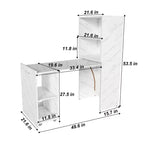 Bureau extensible avec rangements et roulettes, bureau pliable pour petits espaces, marbre blanc