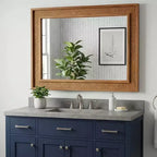Miroir décoratif rectangulaire en rotin avec cadre en bois massif, pour ferme, salle de bain, décoration intérieure, entrée