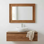 Miroir décoratif rectangulaire en rotin avec cadre en bois massif, pour ferme, salle de bain, décoration intérieure, entrée