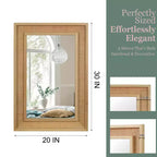 Miroir décoratif rectangulaire en rotin avec cadre en bois massif, pour ferme, salle de bain, décoration intérieure, entrée