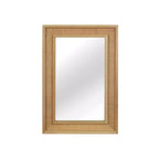Miroir décoratif rectangulaire en rotin avec cadre en bois massif, pour ferme, salle de bain, décoration intérieure, entrée