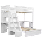 Lit superposé simple XL sur lit double avec bureau et USB Whisen