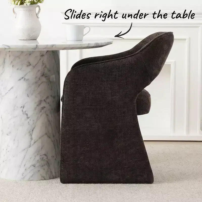Chaises de salle à manger modernes 8 pièces, sièges de cuisine entièrement rembourrés en tissu, chaises de salle à manger avec accoudoir intégré et design des pieds - Panipeachy