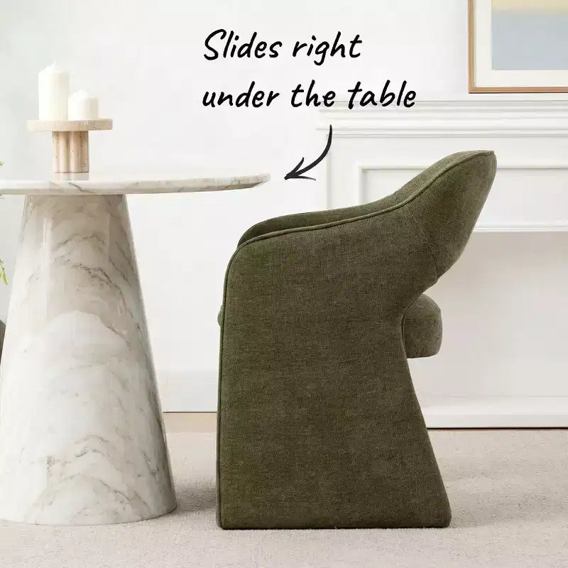 Chaises de salle à manger modernes 8 pièces, sièges de cuisine entièrement rembourrés en tissu, chaises de salle à manger avec accoudoir intégré et design des pieds - Panipeachy