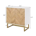 Buffet moderne FurnitureR avec portes à chevrons, console de rangement à 2 portes avec base en métal, rangement d'appoint pour salle à manger, salon, entrée