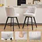 Lot de 4 chaises de salle à manger en bois, tabourets de bar pivotants modernes avec dossier et pieds en bois, tabourets de bar rembourrés pour îlot de cuisine et bar à la maison