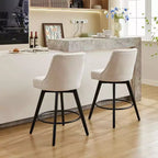 Lot de 4 chaises de salle à manger en bois, tabourets de bar pivotants modernes avec dossier et pieds en bois, tabourets de bar rembourrés pour îlot de cuisine et bar à la maison