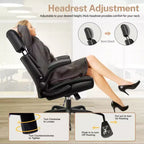 Fauteuil de bureau exécutif en cuir KERDOM, Fauteuil de bureau ergonomique à dossier haut avec support lombaire et accoudoirs rembourrés