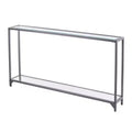 HomeRoots 56 Clear and Silver Glass Mirrored Floor Shelf Console Table With Storage