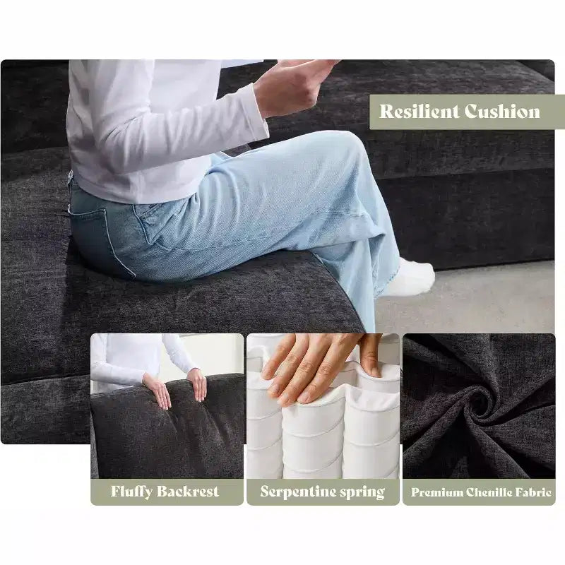 AMERLIFE Grand canapé-lit d'angle en L avec lit gigogne, méridienne de rangement