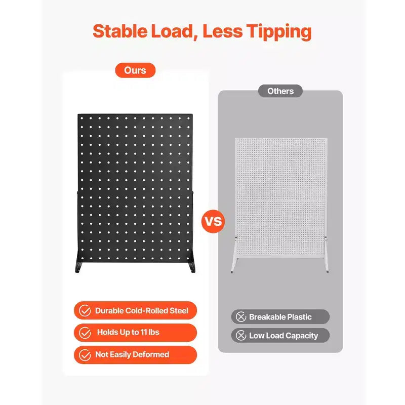 VEVOR Présentoir perforé, Présentoir perforé de table, Organisateur de rangement pour accessoires, Panneau perforé en acier laminé à froid épaissi, Noir, 4 pièces