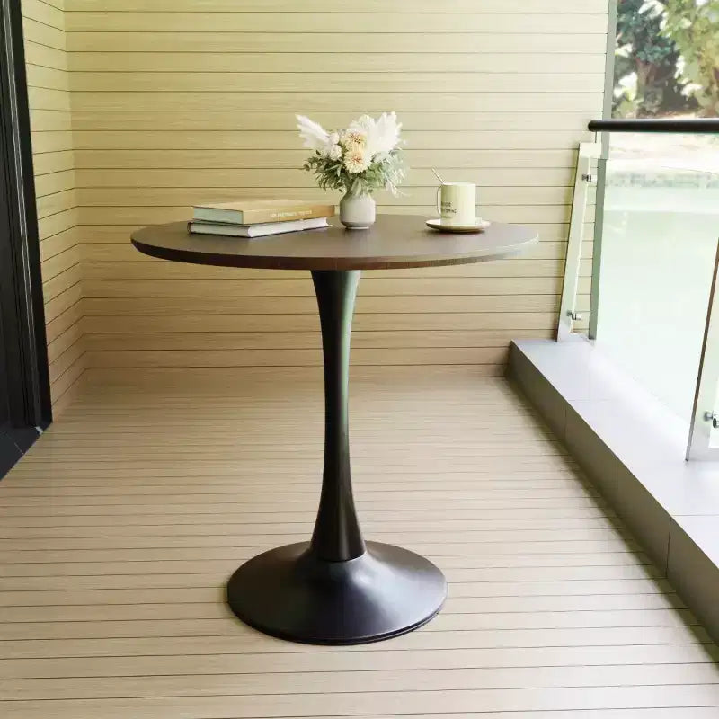 Table à manger ronde de 80 cm, petite table de cuisine avec pied central, table d'appoint de style Mid-Century ou table basse pour salon ou appartement - Panipeachy