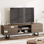 Meuble TV industriel Garvee pour 80 po, centre de divertissement moderne avec 2 tiroirs, meuble multimédia en bois avec pieds robustes et rangement ouvert