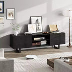 Meuble TV industriel Garvee pour 80 po, centre de divertissement moderne avec 2 tiroirs, meuble multimédia en bois avec pieds robustes et rangement ouvert