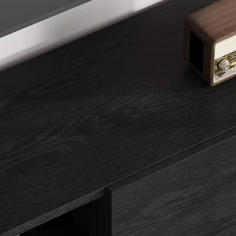 Meuble TV industriel Garvee pour 80 po, centre de divertissement moderne avec 2 tiroirs, meuble multimédia en bois avec pieds robustes et rangement ouvert