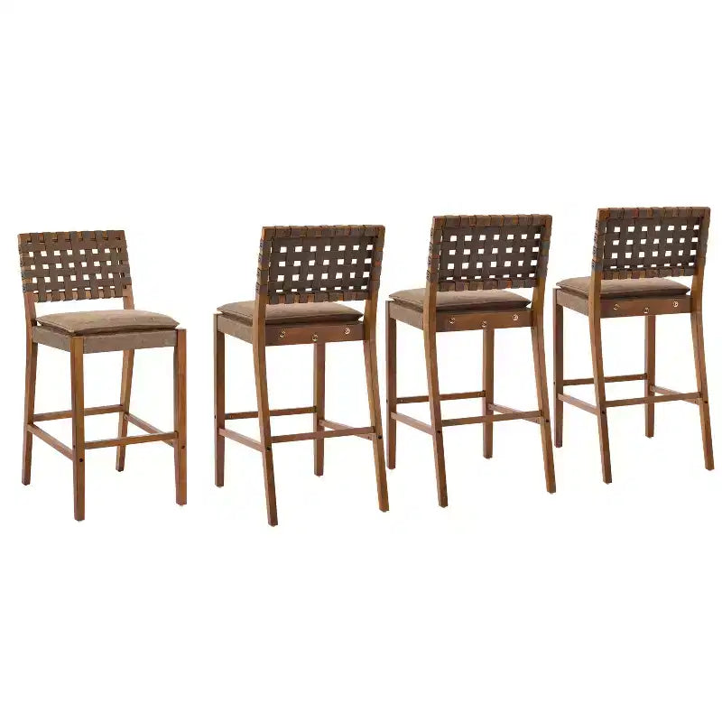 Tabourets de bar rembourrés en similicuir en bois d'hévéa contemporains Christopher Knight Home Audrey (Lot de 4)