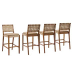 Tabourets de bar rembourrés en similicuir en bois d'hévéa contemporains Christopher Knight Home Audrey (Lot de 4)