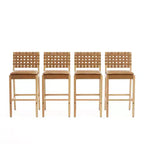 Tabourets de bar rembourrés en similicuir en bois d'hévéa contemporains Christopher Knight Home Audrey (Lot de 4)