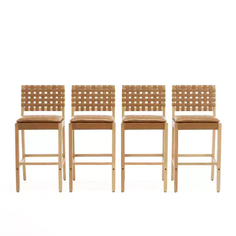 Tabourets de bar rembourrés en similicuir en bois d'hévéa contemporains Christopher Knight Home Audrey (Lot de 4)